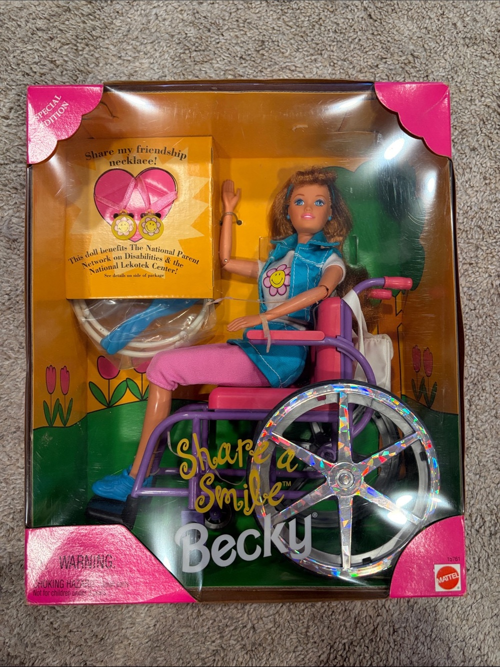 Barbie Becky Doll in Pink Outfit with Purple Wheelchair